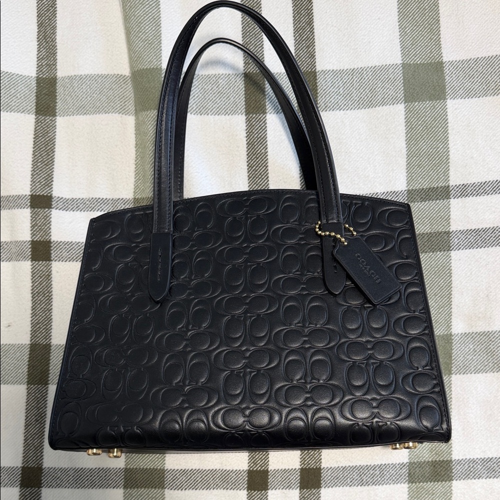 Coach Black Embossed Signature Tote